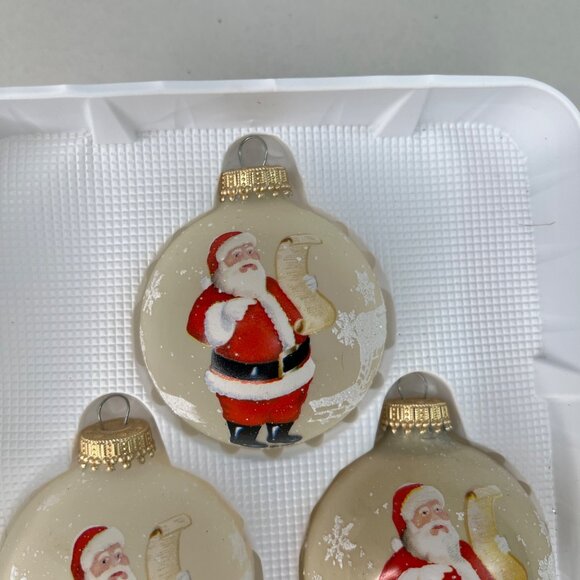 Set Of 4 Vintage Santa Claus Christmas Ornaments Painted Glass Balls Decor - Picture 6 of 12